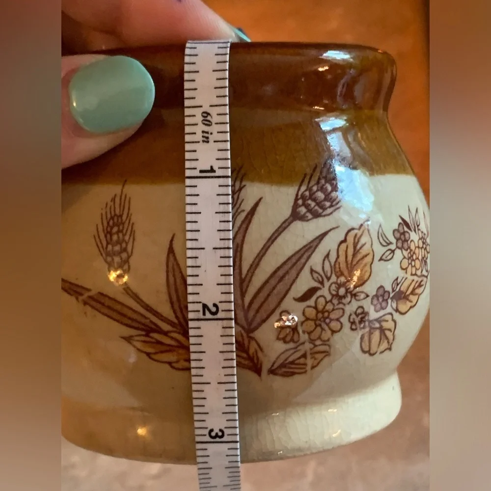 1970's Brown Glaze Wheat Flower Taiwan Stoneware Small Vase